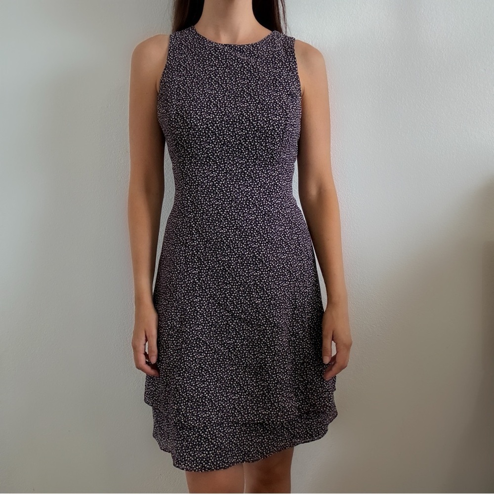 Vintage 90s Jones Wear black floral dress mini high neck
